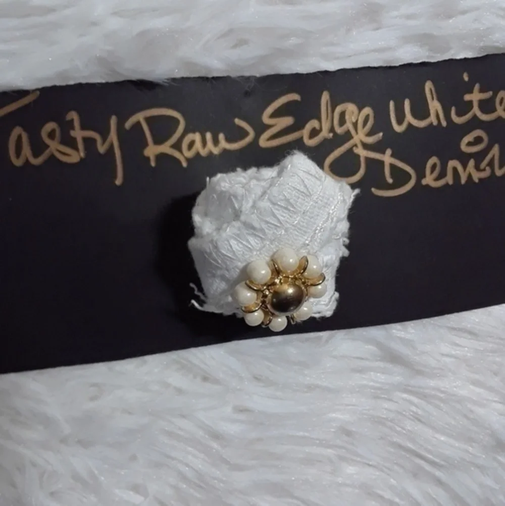 ☄Tasty Raw Edge White Denim Head Wrap Pin
